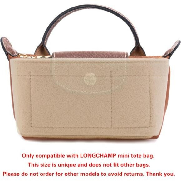 Mini Tote Bag Organizer Insert Felt Purse Liner with Compartments for Small Bags - Picture 4 of 7